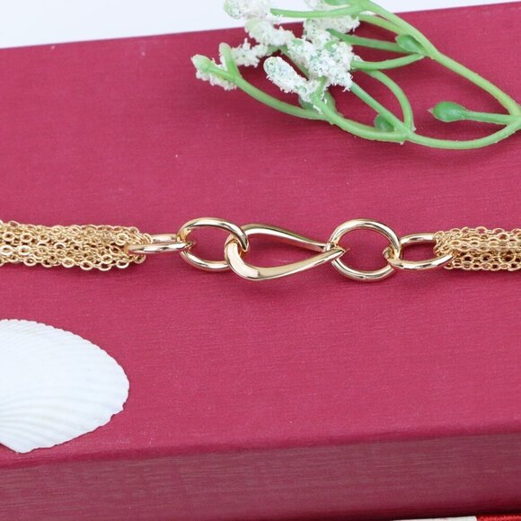 "Chunky Oval Chain Rose Gold Bracelet with Layered Tassel Detail, XPBL1099 - Picture 12 of 12